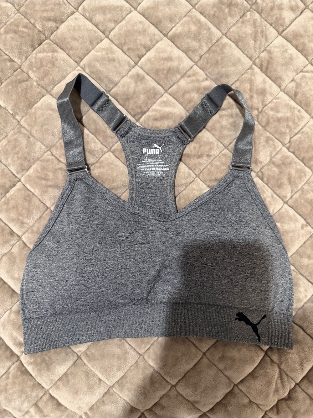 Puma Heather Gray Racerback Seamless Sports Bra
